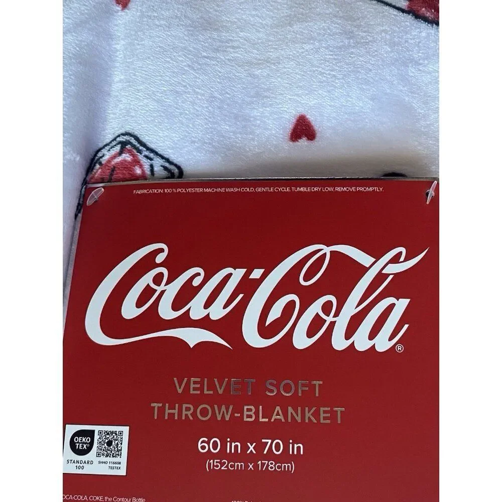 Coca Cola Bottle To Cup Heart Ice Cubes Valentines Throw‎ Blanket 60 X 70” NEW
